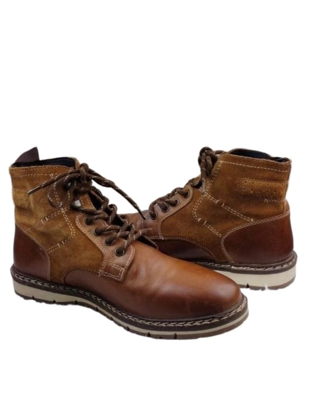 Crevo Drayton Chestnut Suede Leather Round Toe Hook Eyelet Lace Up Ankle Boot